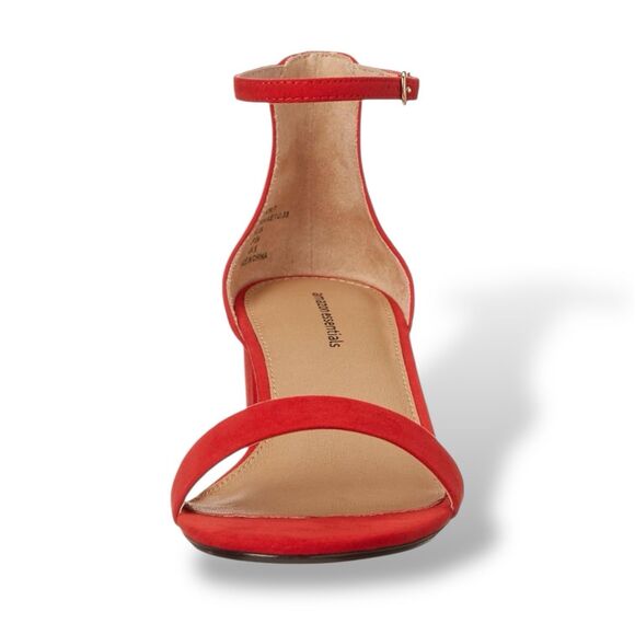 Women's Nola Heeled Sandals Two Strap Open Toe Bright Poppy Red Size 7 - Picture 7 of 12